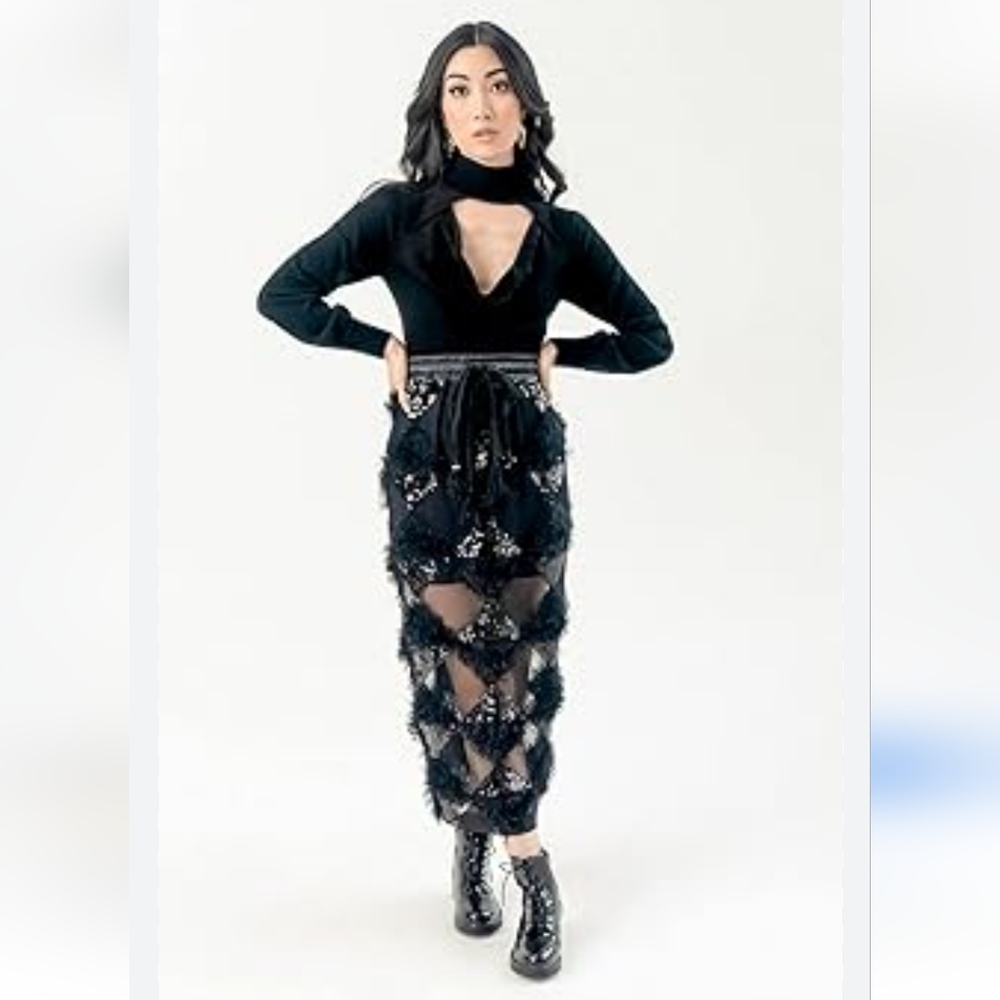 Pantora Women's Alicia Novelty Skirt in Black | Size Small | NWT